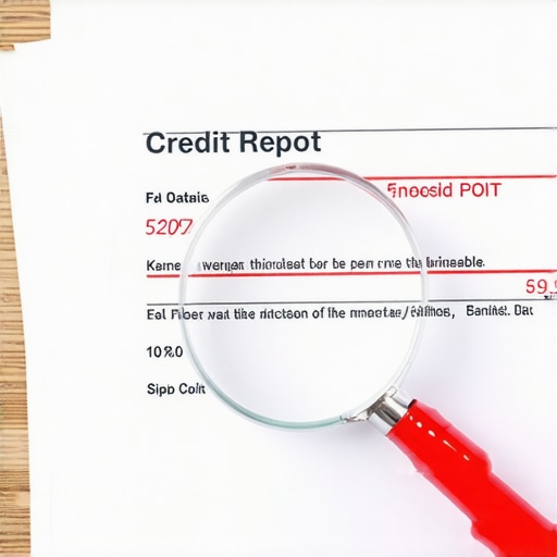 A close-up of a credit report being audited with a magnifying glass to find reporting nuances.