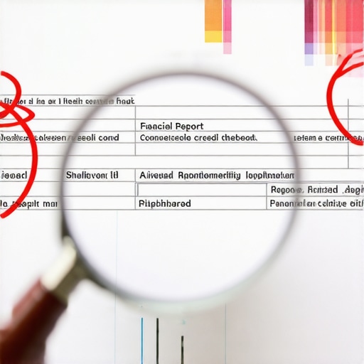 A magnifying glass focusing on specific data points and errors on a paper credit report.