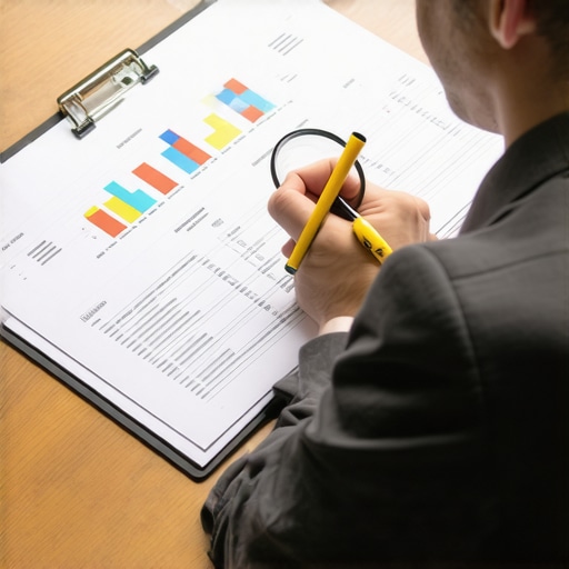 Auditing Your Credit Report for Errors Person auditing a paper credit report with a magnifying glass and highlighter.