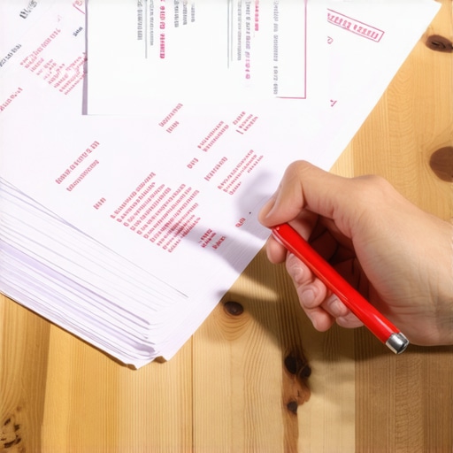 Close up of a person circling errors on a paper credit report with a red pen.
