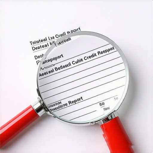 A magnifying glass inspecting a credit report to identify primary versus authorized user accounts.