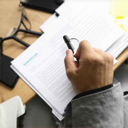 Man auditing a credit report with a magnifying glass