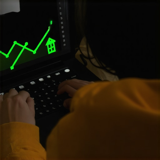 A digital screen showing a rising credit score graph attributed to consistent rent payment reporting.