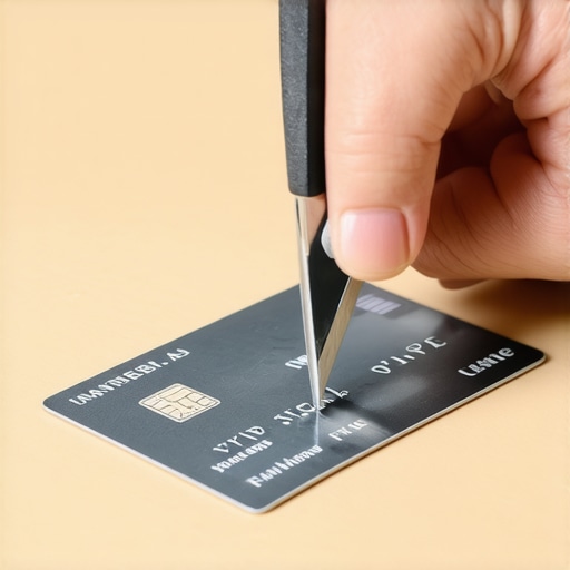 A person cutting a credit card in half to represent separating finances during divorce.