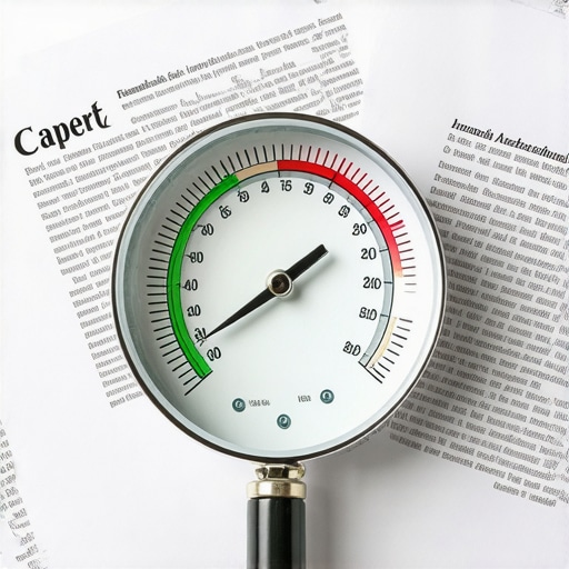 A magnifying glass examining a credit score report and a complex financial contract.