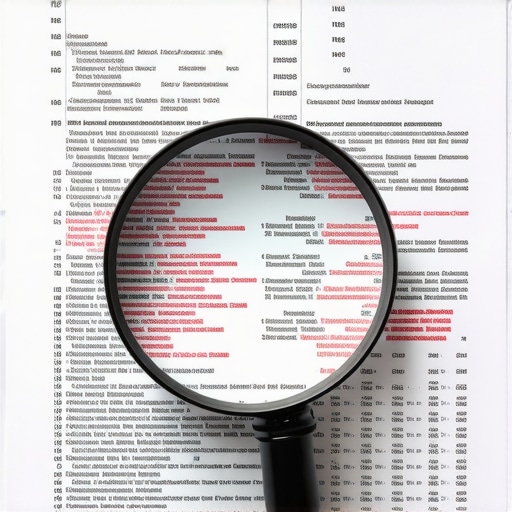 Close up of a credit report being analyzed with a magnifying glass to find inaccuracies