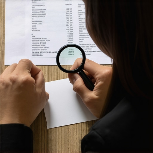 A close up of a person manually auditing their credit report to identify retail store card errors.