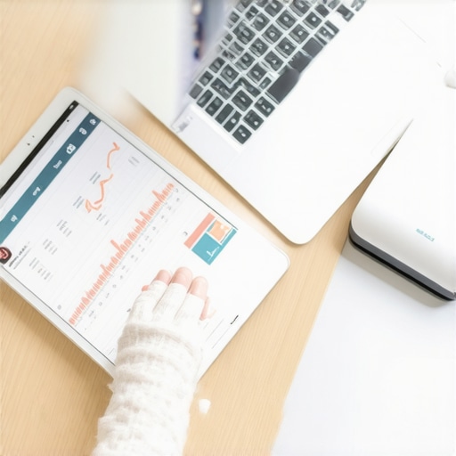 A clean desk showing a laptop and scanner used for managing credit repair documents.