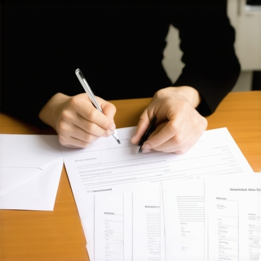 A person preparing a physical credit dispute letter with certified mail receipts and a credit report.