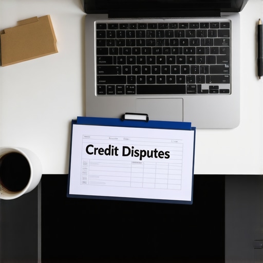 Organized credit dispute tracking system on a desk.