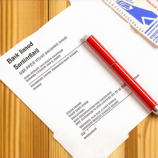 Bank statements and a certified mail receipt used for disputing credit errors after a bank merger.