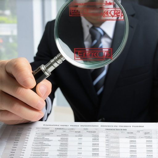 A financial expert using a magnifying glass to find errors on a credit report.