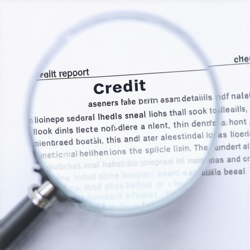 Magnifying glass highlighting specific details on a credit report for a professional audit