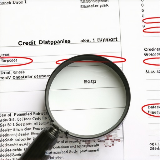 A magnifying glass highlighting specific errors on a credit report for a factual dispute