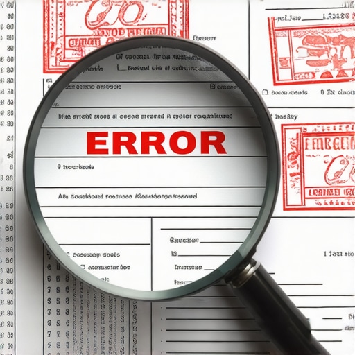 Close-up view of a magnifying glass highlighting errors on a credit report to represent advanced dispute strategies.