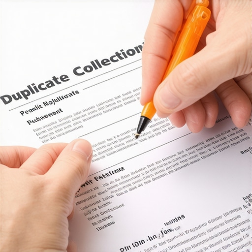 Hands highlighting duplicate collection accounts on a credit report to prepare a dispute.