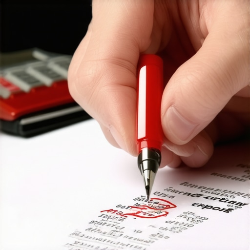 A professional auditor highlighting a factual error on a credit report to dispute debt.