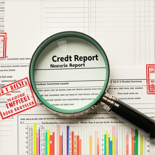 A magnifying glass highlighting errors on a credit report for expert repair.