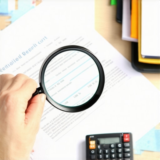 Person auditing a detailed credit report for errors.
