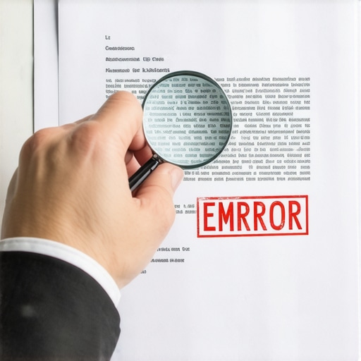 A person meticulously checking a legal document for inaccuracies to dispute on a credit report.