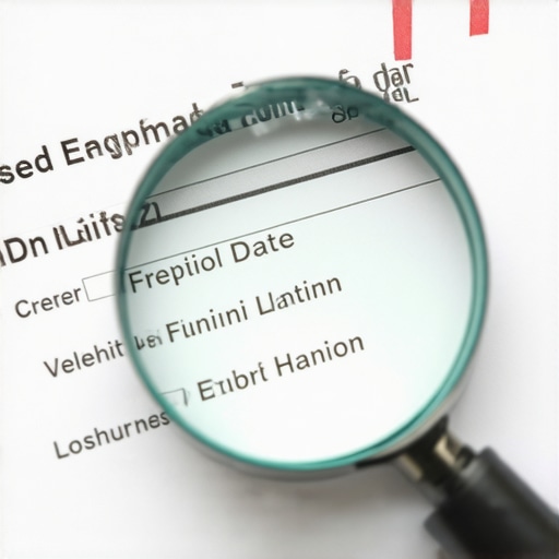A magnifying glass focusing on a specific date on a credit report to identify re-aging errors.