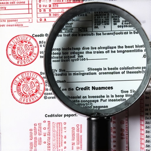 A magnifying glass highlighting hidden errors on a credit report.