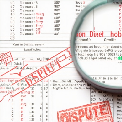 Close up of a credit report being examined with a magnifying glass for errors.