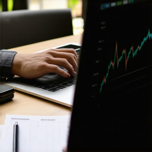 Close up of a person tracking credit score growth on a laptop with a calendar.