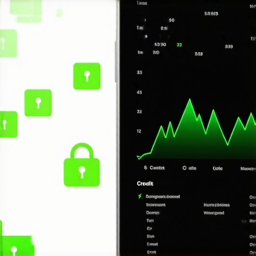 Maintaining a High Credit Score Dashboard A digital screen showing a credit score improvement trend and security features