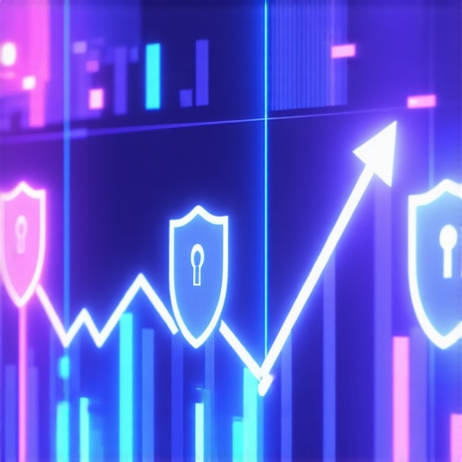 Digital credit monitoring dashboard showing score improvement and data security icons.
