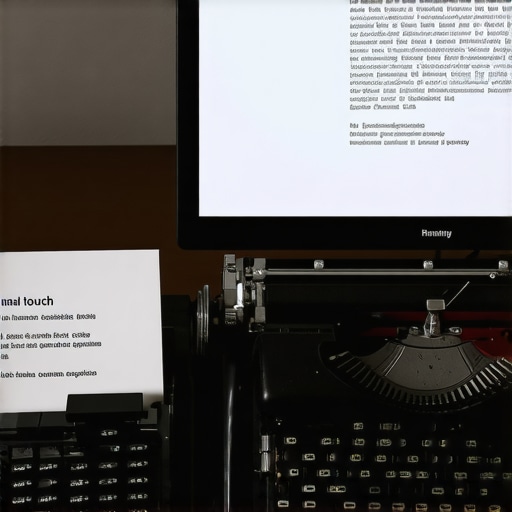 A typewriter next to a computer monitor showing the difference between manual and digital credit dispute methods.