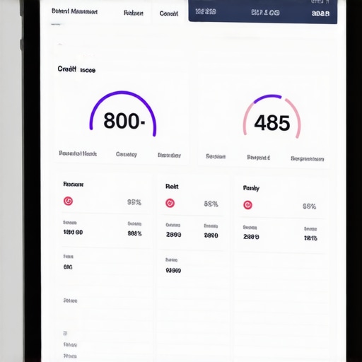 Tablet showing a high credit score and reminders for credit report checks.