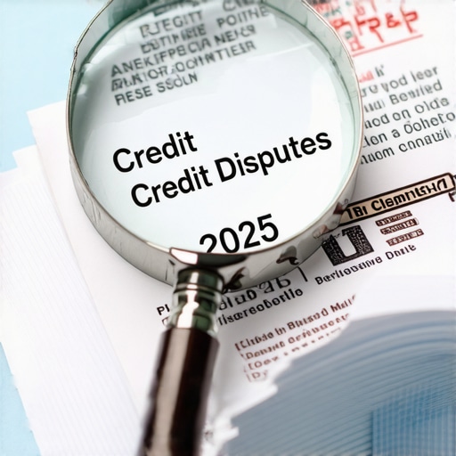 A physical folder and magnifying glass used for credit repair organization.