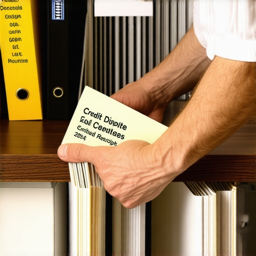 Organized Credit Maintenance System A person filing credit dispute documents and certified mail receipts for long-term credit maintenance.