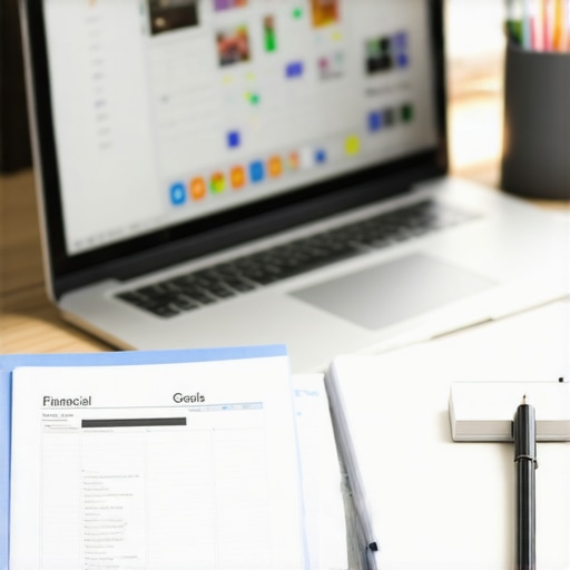 A laptop and spreadsheet used for tracking credit score improvements and monthly audits.