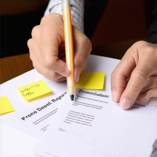 A person highlighting errors on physical credit reports for a dispute.