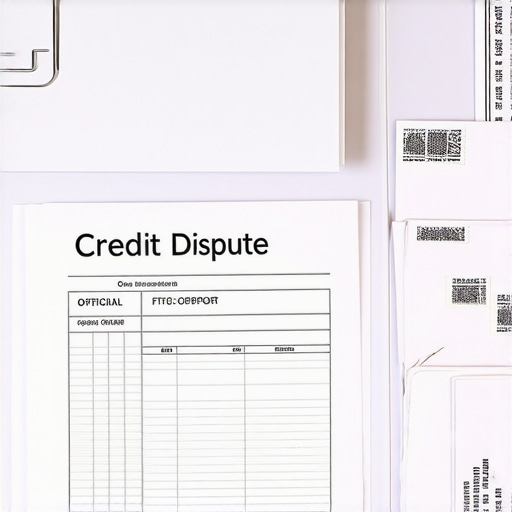 Organizing credit dispute documentation and certified mail receipts Close up of a person preparing a credit dispute letter and FTC report for mailing