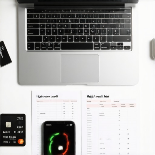 A laptop screen showing a custom spreadsheet for tracking credit card reporting cycles and score trends.