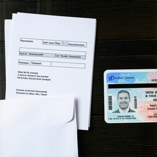 Paper utility bill and identification documents laid out for manual credit report verification