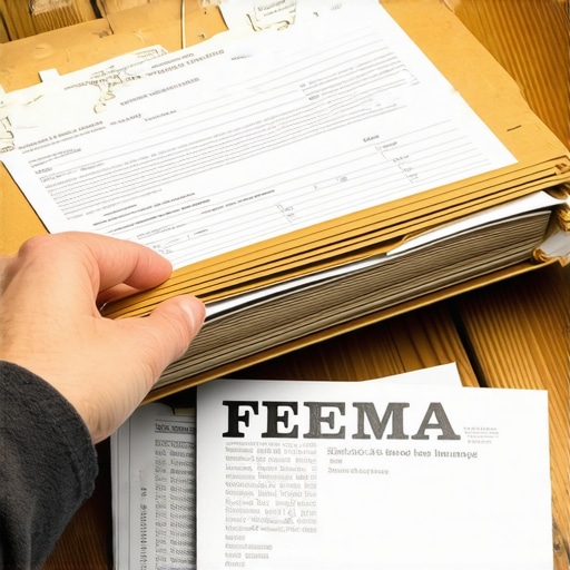 Physical document folder for credit dispute evidence Organized paperwork for a credit dispute after a natural disaster