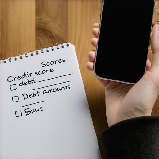 Preparing for a credit negotiation call Person planning credit score negotiation strategy with phone and notebook