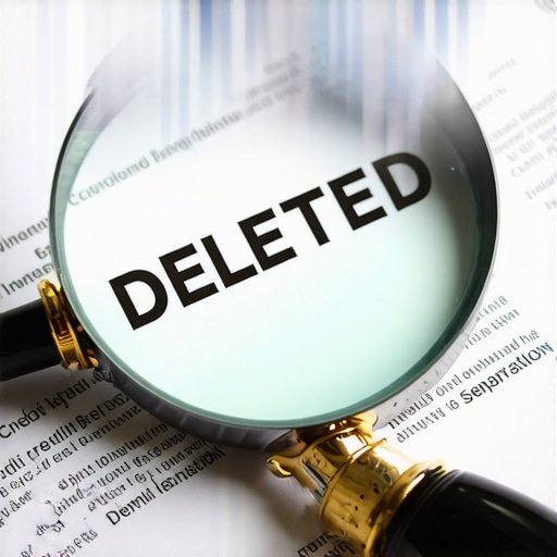 Close-up of a magnifying glass over the word DELETED on a credit report.