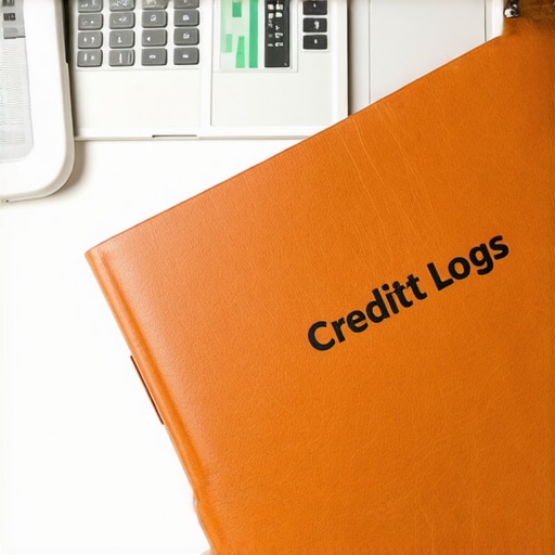 A physical binder and laptop showing credit tracking spreadsheets.