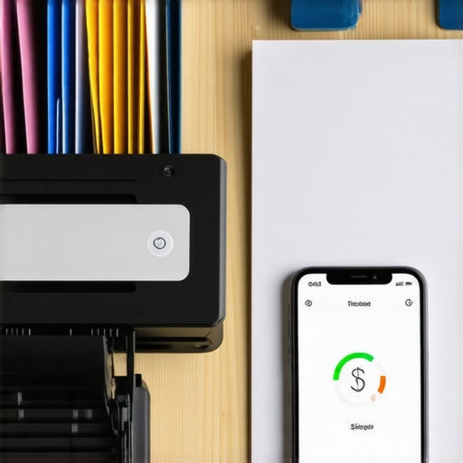 A desk with a scanner and credit monitoring tools for long-term score maintenance.