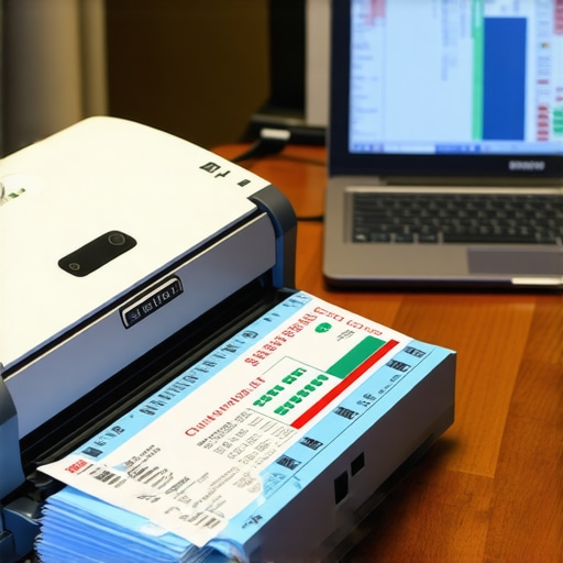 A high-speed scanner and certified mail receipts on a desk symbolizing organized credit repair and maintenance.
