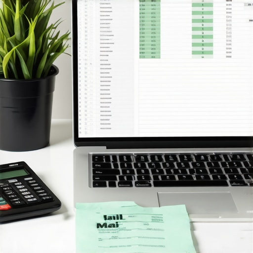 A desk with a spreadsheet and certified mail receipt illustrating credit repair maintenance.