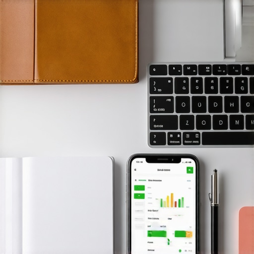 Professional Credit Monitoring Tools A desk with credit monitoring software and a high credit score notification.