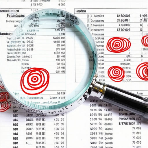 Professional Credit Report Audit A magnifying glass highlighting errors on a credit report for professional dispute analysis.