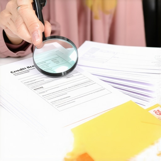 A detailed audit of a credit report using a magnifying glass and certified mail.