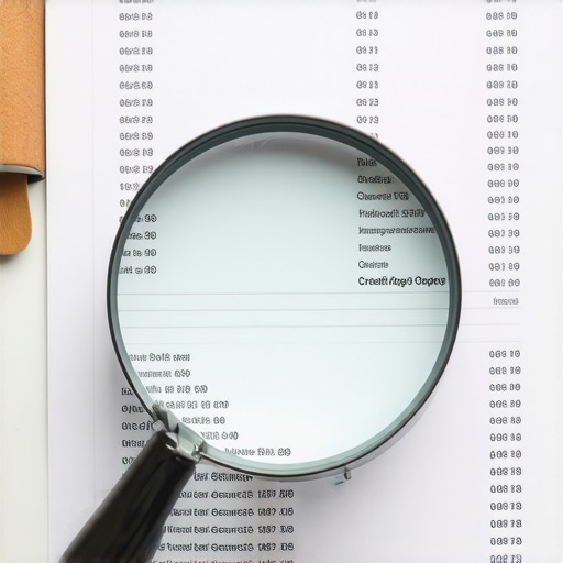 Close up of a credit report with a magnifying glass showing the process of identifying reporting errors for credit repair.
